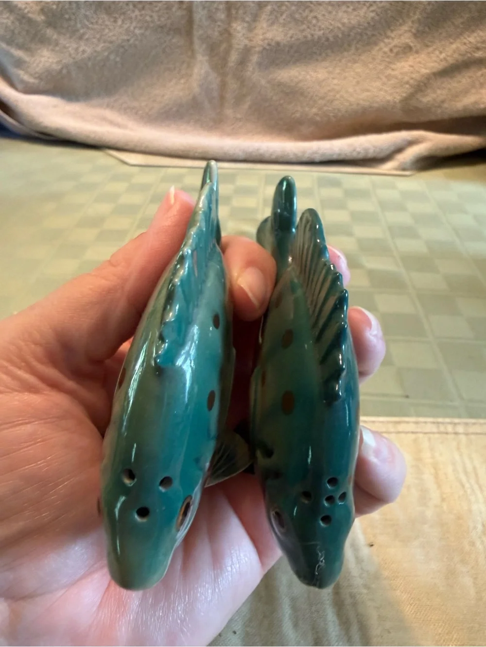 Vintage 1950s Ceramic Sun Fish Salt & Pepper Shakers - Made in Japan